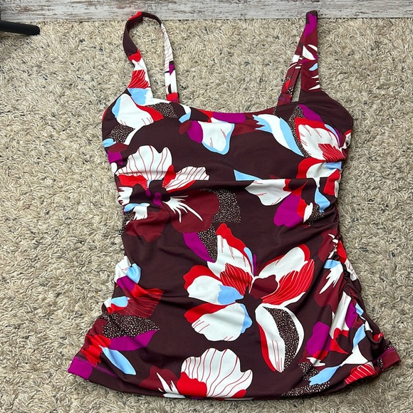 Athleta Square Neck Bra Cup Printed Tankini 34 D DD NWT - Picture 3 of 9